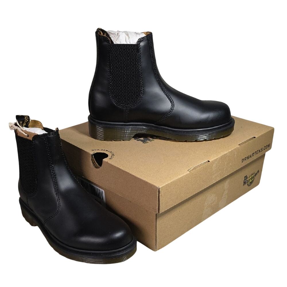 Dr. Martens 2976 Quad Icons Black Polished Leather Chelsea Boots Womens 6 Mens 5